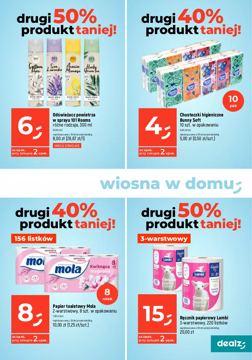 Gazetka promocyjna Dealz - MAKE A DEALZ - ważna 11.04 do 17.04.2024 - strona 5 - produkty: Chusteczki, Fa, Mola, Odświeżacz powietrza, Papier, Papier toaletowy, Ręcznik