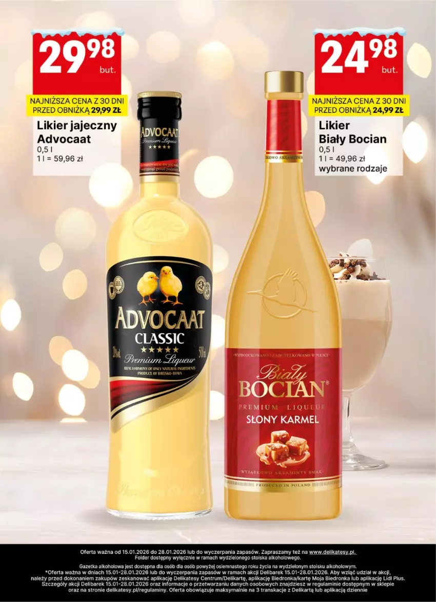 Gazetka promocyjna Delikatesy Centrum - Delibarek DC03-DC04 - ważna 15.01 do 28.01.2026 - strona 12 - produkty: Advocaat, Biały Bocian, Dron, Likier, Likier jajeczny, Rama, Rum, Tran