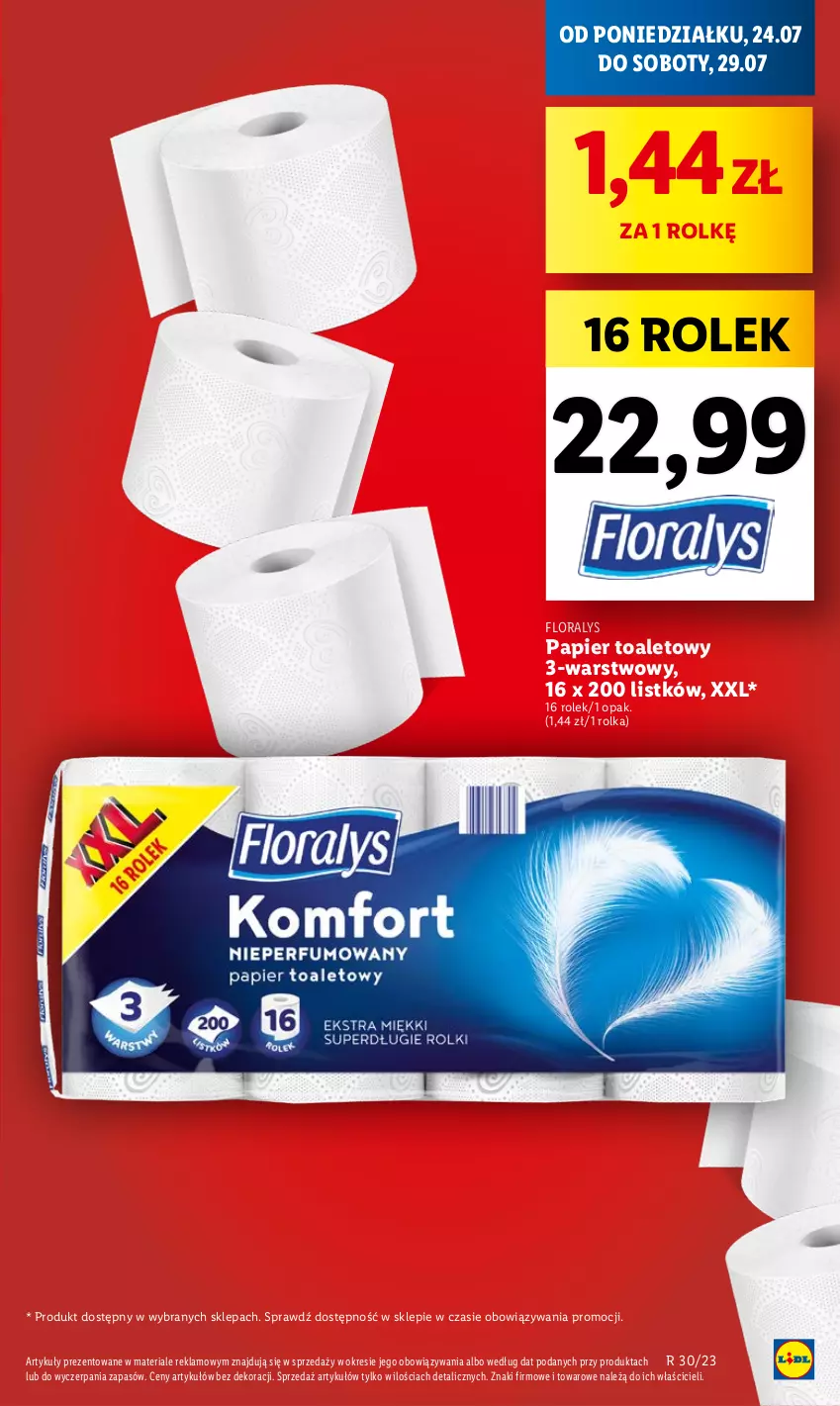 Gazetka promocyjna Lidl - GAZETKA - ważna 24.07 do 29.07.2023 - strona 15 - produkty: Flora, Papier, Papier toaletowy