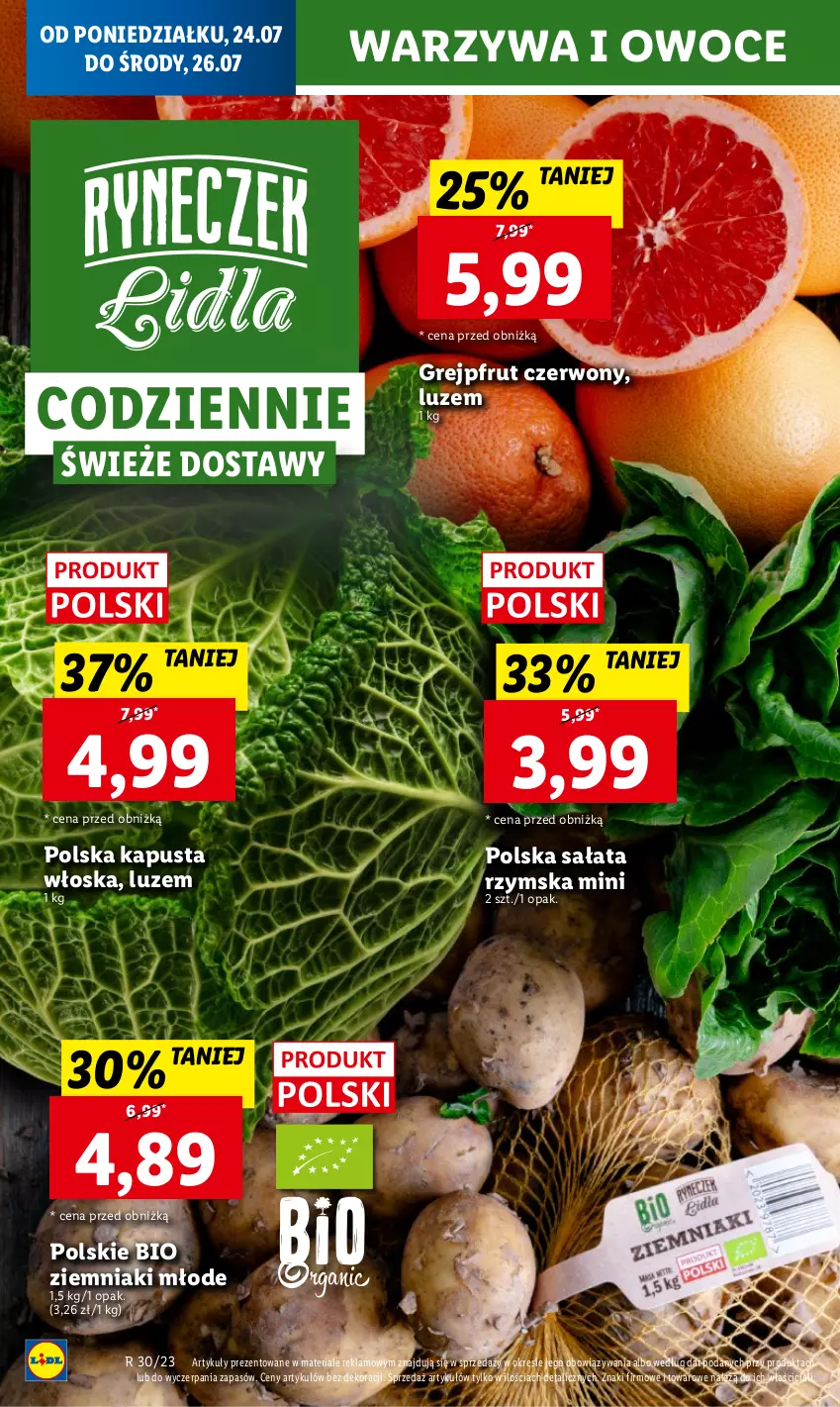 Gazetka promocyjna Lidl - GAZETKA - ważna 24.07 do 29.07.2023 - strona 22 - produkty: Grejpfrut, Owoce, Sałat, Warzywa, Warzywa i owoce, Ziemniaki