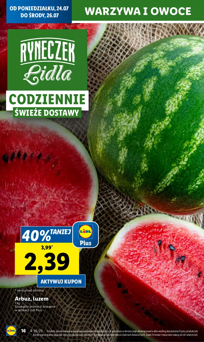 Gazetka promocyjna Lidl - GAZETKA - ważna 24.07 do 29.07.2023 - strona 26 - produkty: Arbuz, Owoce, Warzywa, Warzywa i owoce