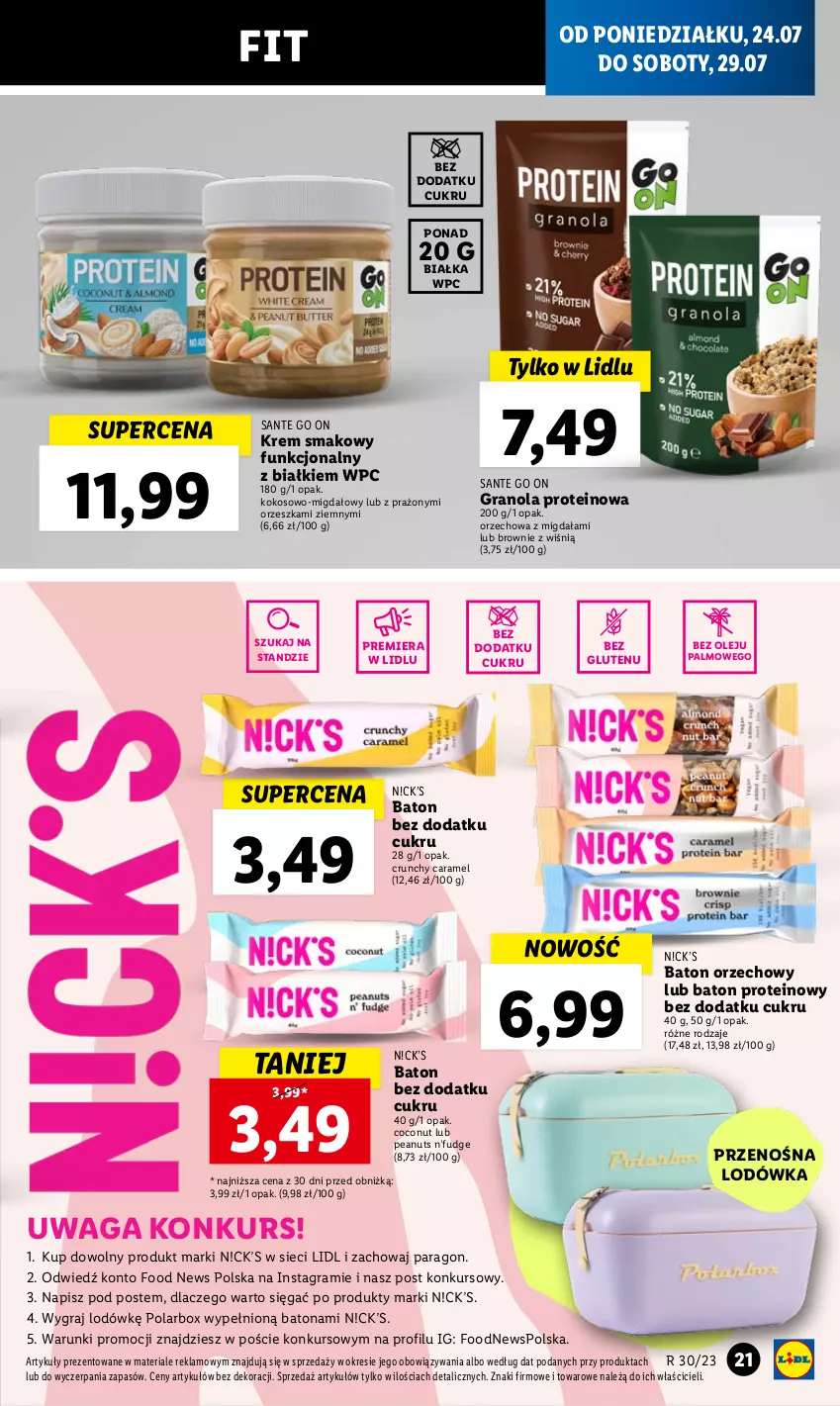 Gazetka promocyjna Lidl - GAZETKA - ważna 24.07 do 29.07.2023 - strona 33 - produkty: Baton, Brownie, Gra, Granola, Kokos, Lodówka, Olej, Sante, Waga