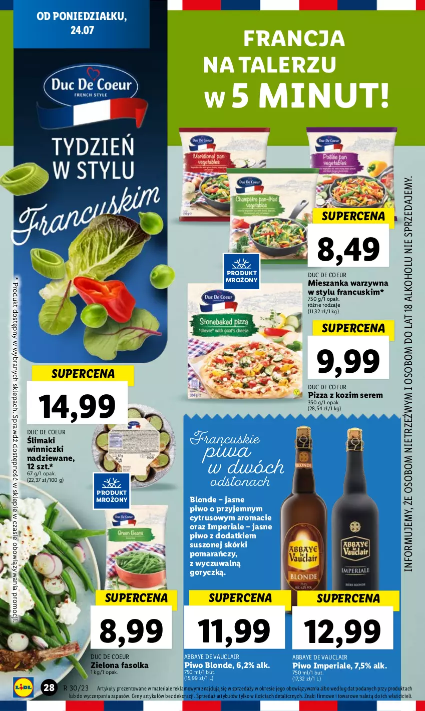 Gazetka promocyjna Lidl - GAZETKA - ważna 24.07 do 29.07.2023 - strona 40 - produkty: Fa, Mieszanka warzyw, Piwa, Piwo, Pizza, Ser, Talerz