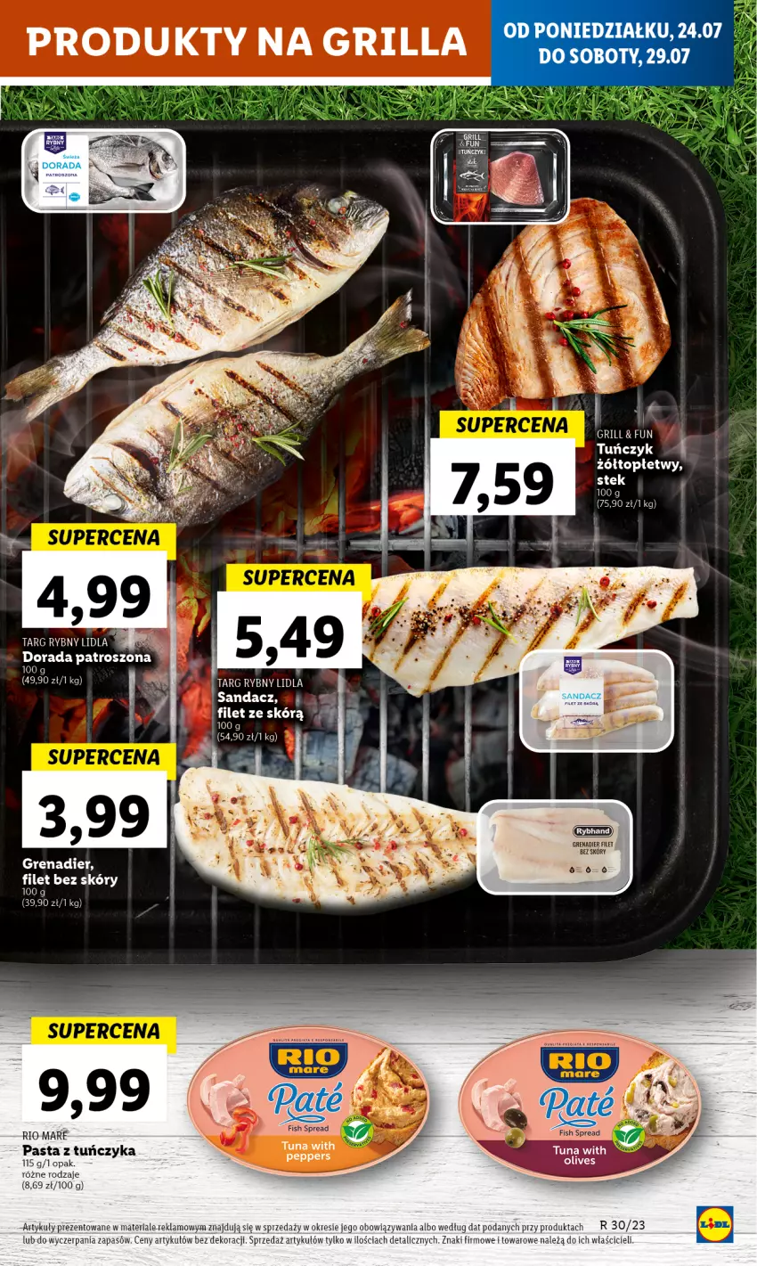 Gazetka promocyjna Lidl - GAZETKA - ważna 24.07 do 29.07.2023 - strona 49 - produkty: Grenadier, Grill, Sandacz, Stek, Top, Tuńczyk