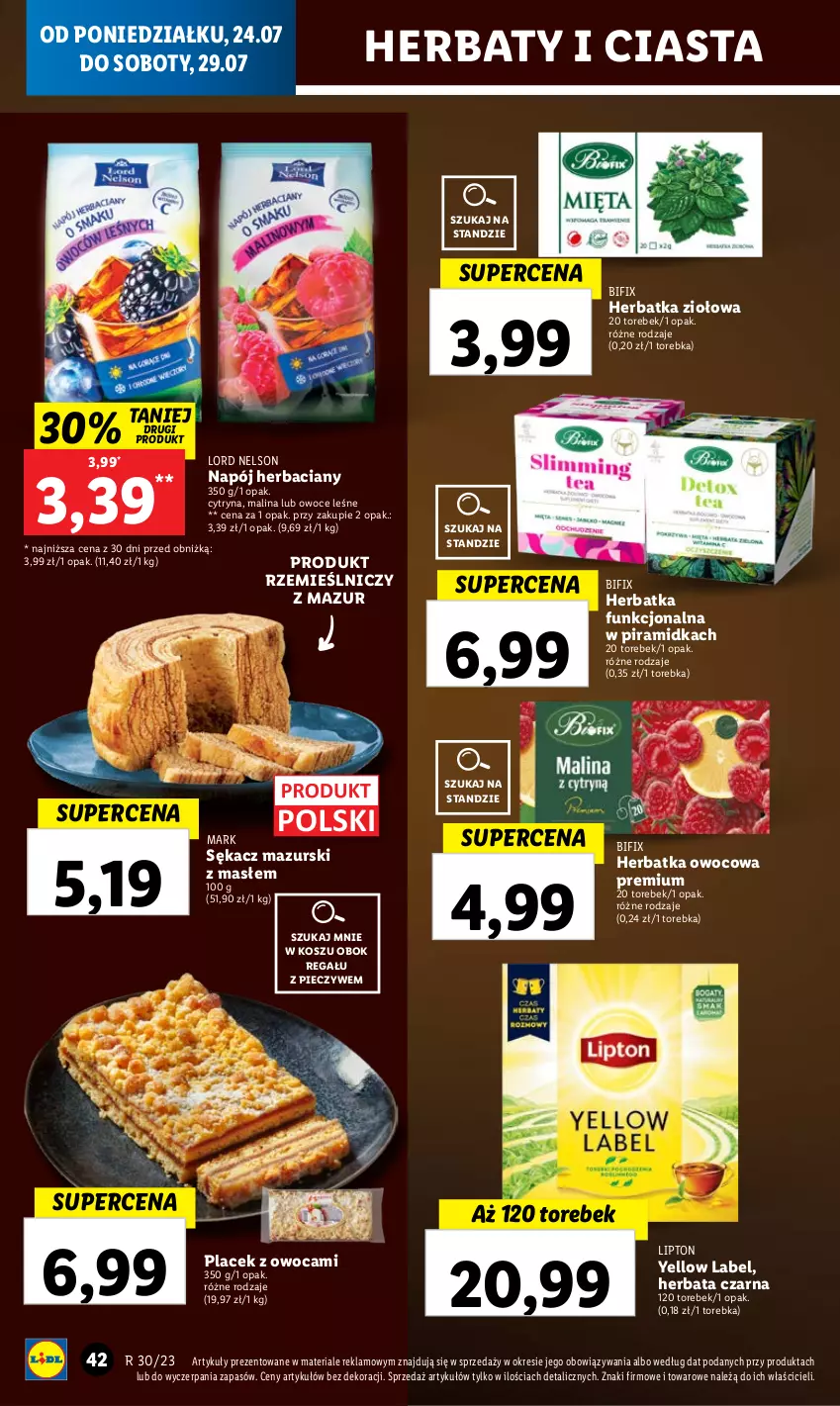 Gazetka promocyjna Lidl - GAZETKA - ważna 24.07 do 29.07.2023 - strona 56 - produkty: Herbata, Herbata czarna, Kosz, Lipton, Napój, Owoce, Piec, Regał, Sękacz, Torebka