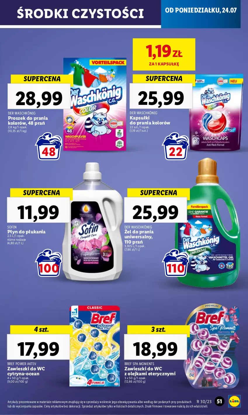 Gazetka promocyjna Lidl - GAZETKA - ważna 24.07 do 29.07.2023 - strona 65 - produkty: Bref, Kapsułki do prania, König, Moments, Olej, Płyn do płukania, Proszek do prania, Zawieszki