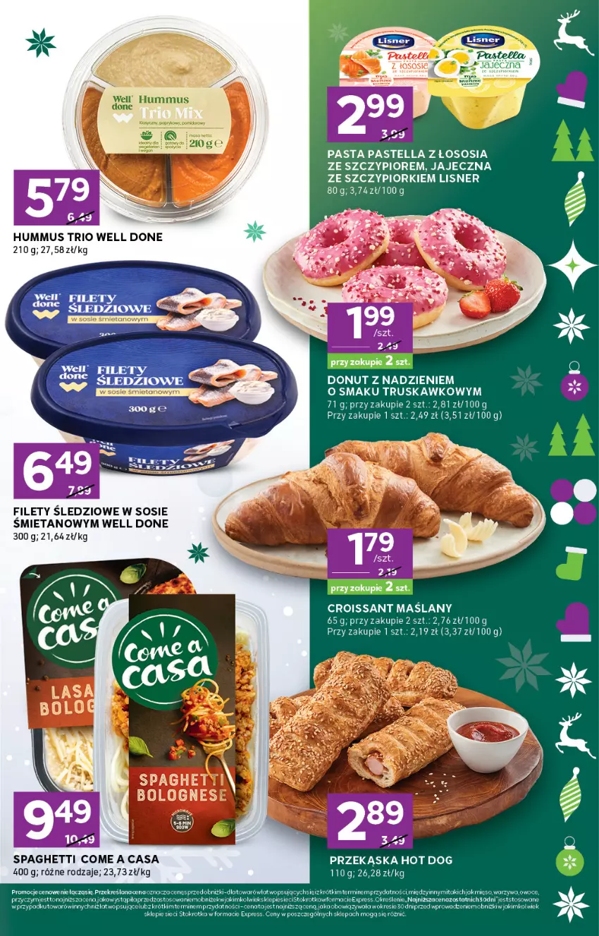 Gazetka promocyjna Stokrotka - Stokrotka Express - ważna 20.11 do 26.11.2025 - strona 3 - produkty: Croissant, Donut, Hot dog, Hummus, Lisner, Mus, Owoce, Pastella, Sos, Spaghetti, Warzywa