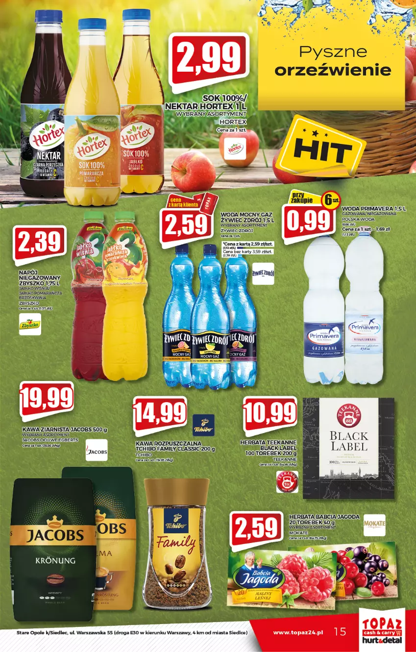 Gazetka promocyjna Topaz - Gazetka - ważna 16.09 do 22.09.2021 - strona 15 - produkty: Herbata, Hortex, Jacobs, Lack, Nektar, Prima, Primavera, Sok, Tchibo, Teekanne, Top, Woda