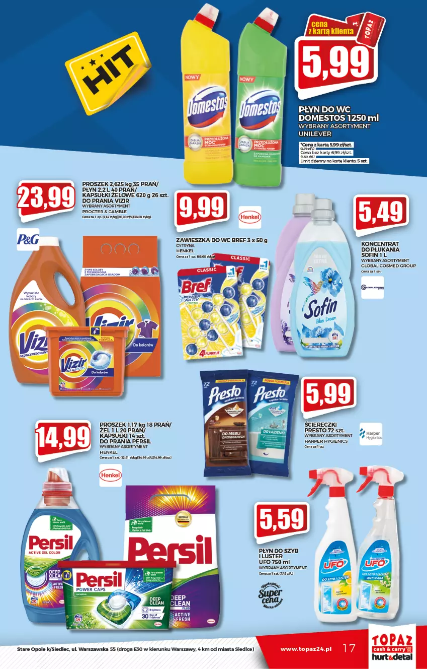 Gazetka promocyjna Topaz - Gazetka - ważna 16.09 do 22.09.2021 - strona 17 - produkty: Bref, Domestos, Persil, Płyn do wc, Presto, Top, Vizir