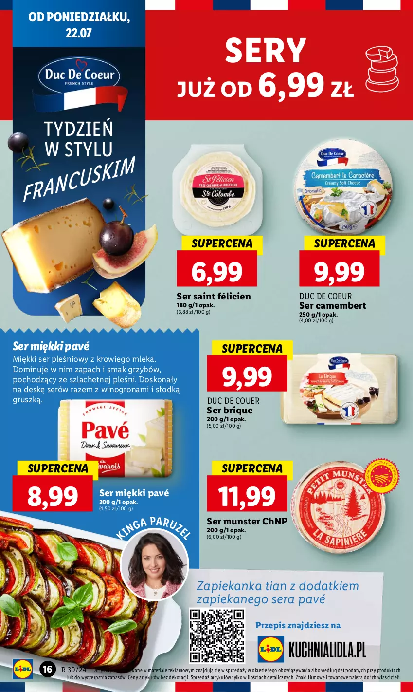 Gazetka promocyjna Lidl - GAZETKA - ważna 22.07 do 24.07.2024 - strona 18 - produkty: Camembert, Ser, Ser pleśniowy, Wino, Winogrona, Zapiekanka