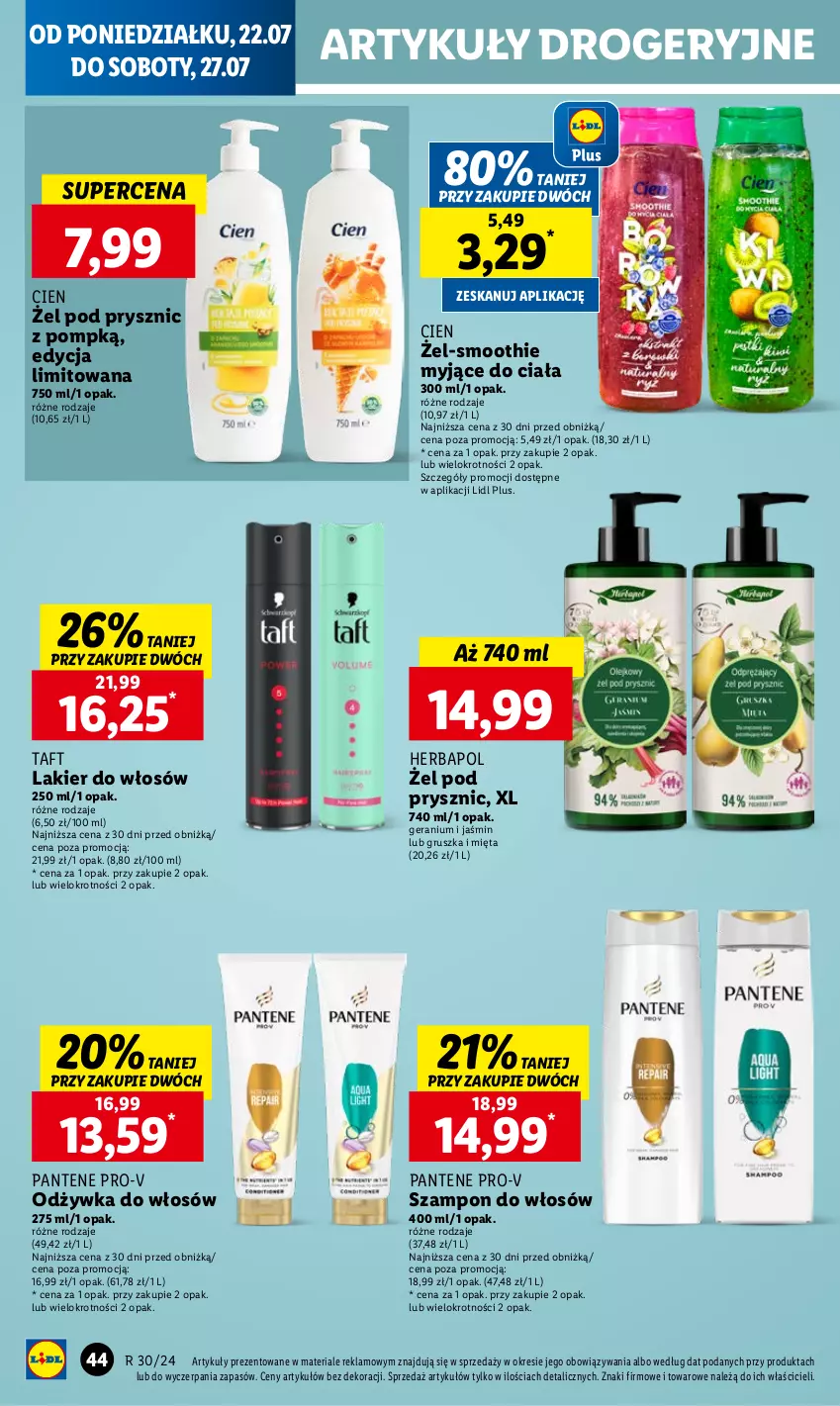 Gazetka promocyjna Lidl - GAZETKA - ważna 22.07 do 24.07.2024 - strona 50 - produkty: Herbapol, Lakier, Lakier do włosów, Mięta, Odżywka, Pantene, Smoothie, Szampon, Taft