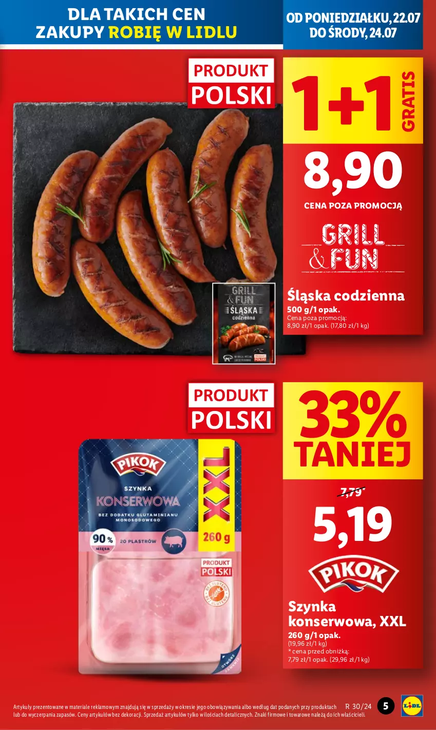 Gazetka promocyjna Lidl - GAZETKA - ważna 22.07 do 24.07.2024 - strona 7 - produkty: Gra, Ser, Szynka, Szynka konserwowa