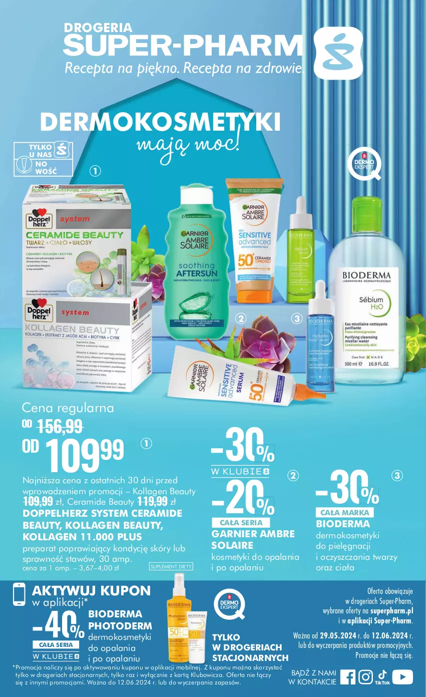 Gazetka promocyjna Super Pharm - Gazetka - ważna 29.05 do 12.06.2024 - strona 1 - produkty: Bioderma, Doppelherz, Garnier, Kosmetyki do pielęgnacji, Mobil, Ser, Suplement diety