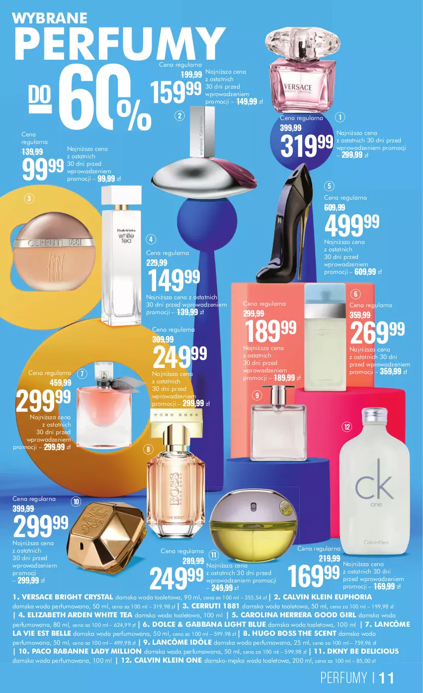 Gazetka promocyjna Super Pharm - Gazetka - ważna 29.05 do 12.06.2024 - strona 11 - produkty: Bell, Calvin Klein, Carolina Herrera, Cerruti, DKNY, Elizabeth Arden, Hugo Boss, Lancôme, Lion, Paco Rabanne, Perfum, Versace, Woda, Woda perfumowana, Woda toaletowa