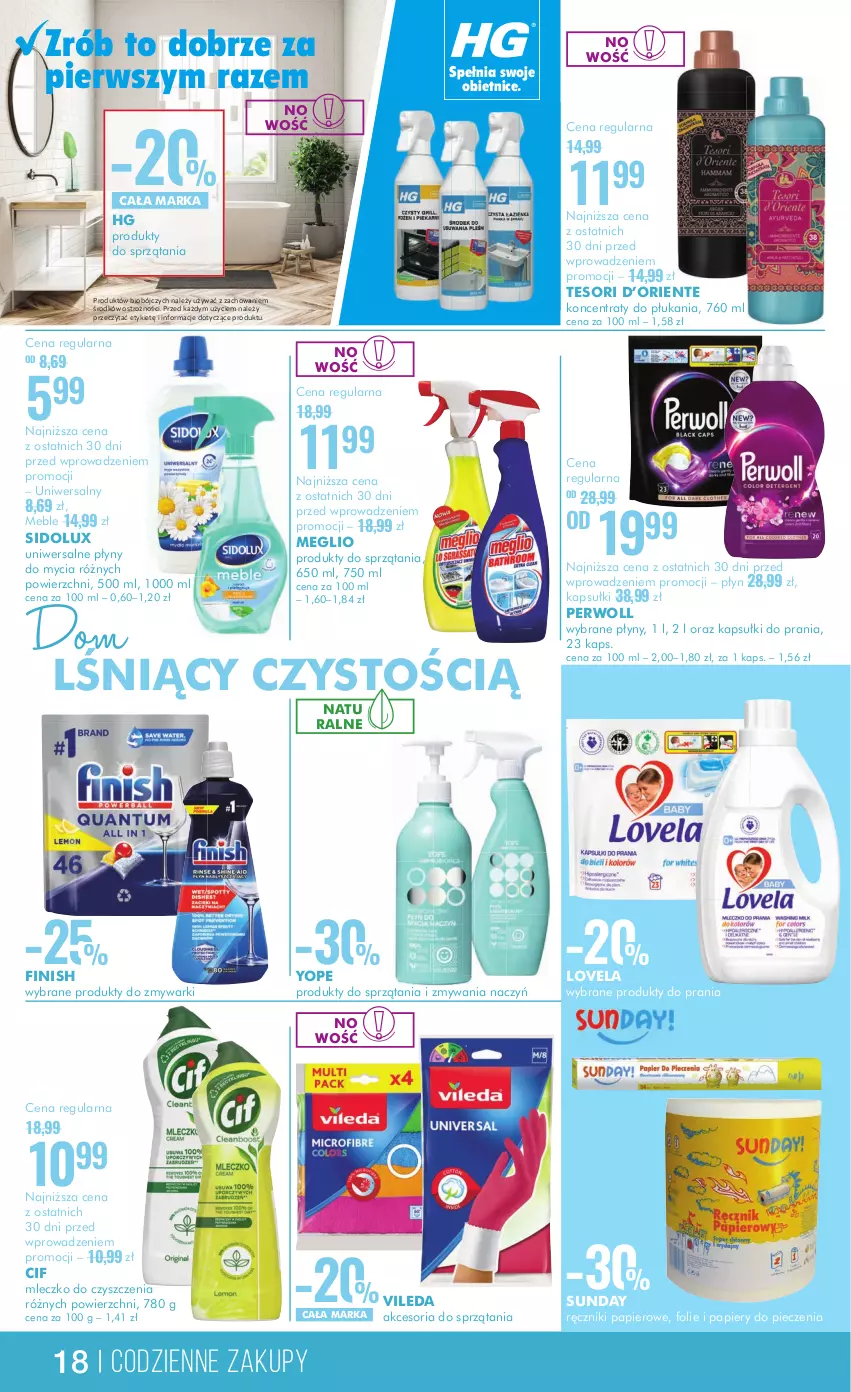 Gazetka promocyjna Super Pharm - Gazetka - ważna 29.05 do 12.06.2024 - strona 18 - produkty: Cif, Finish, Kapsułki do prania, Lovela, Meble, Mleczko, Papier, Perwoll, Piec, Ręcznik, Ręczniki papierowe, Sidolux, Vileda, Yope, Zmywarki