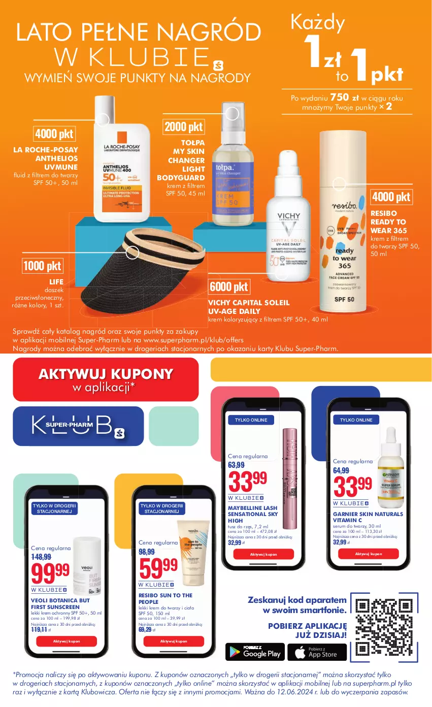 Gazetka promocyjna Super Pharm - Gazetka - ważna 29.05 do 12.06.2024 - strona 19 - produkty: Bell, Body, Garnier, Helio, Krem do twarzy, La Roche-Posay, Maybelline, Mobil, Noż, Rum, Sati, Ser, Serum, Serum do twarzy, Smartfon, Tołpa, Tusz, Veoli Botanica, Vichy