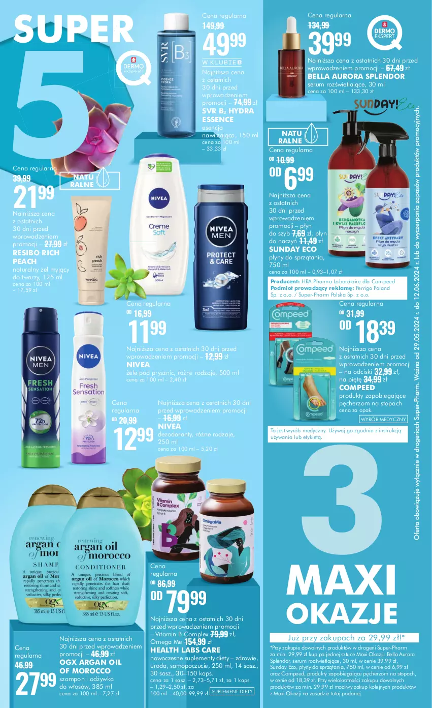 Gazetka promocyjna Super Pharm - Gazetka - ważna 29.05 do 12.06.2024 - strona 2 - produkty: Bell, Bella, Dezodorant, Mop, Nivea, Odżywka, Olej, Płyn do szyb, Rum, Ser, Serum, Suplement diety, SVR, Szampon, Top, Zdrowie