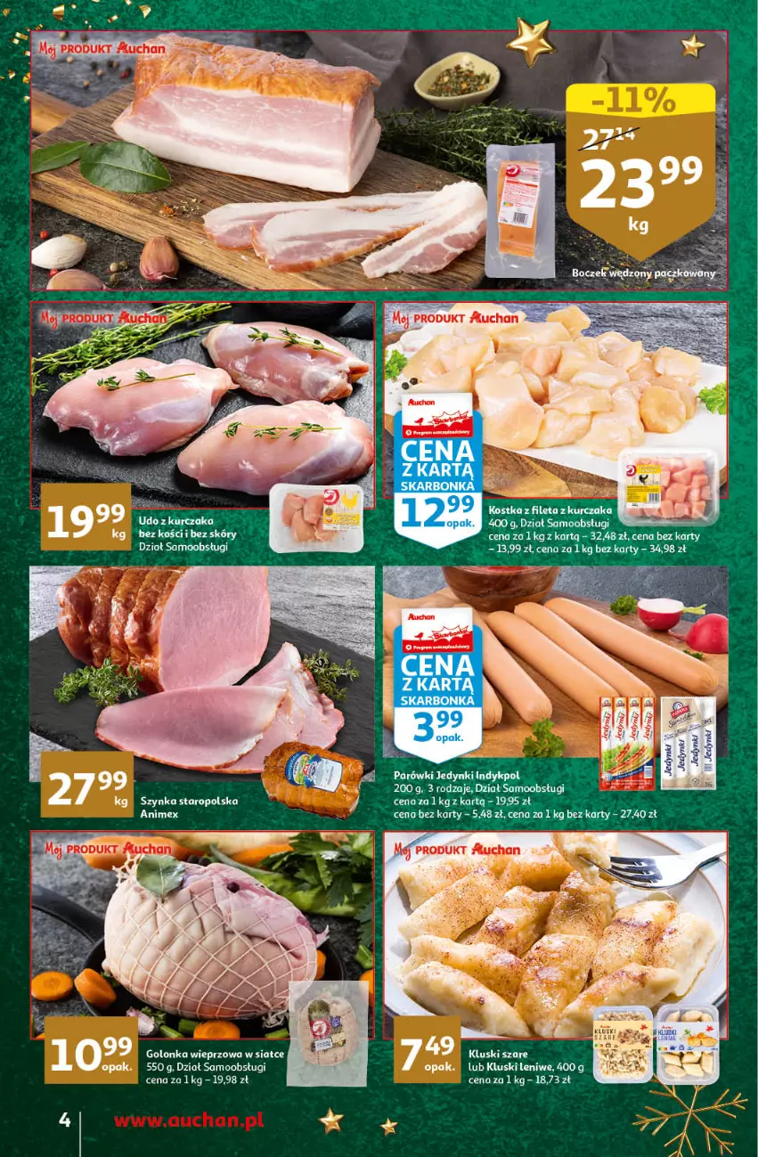 Gazetka promocyjna Auchan - Gazetka Magia Oszczędzania Auchan Supermarket - ważna 24.11 do 30.11.2022 - strona 4 - produkty: Boczek, Golonka wieprzowa, Kurczak