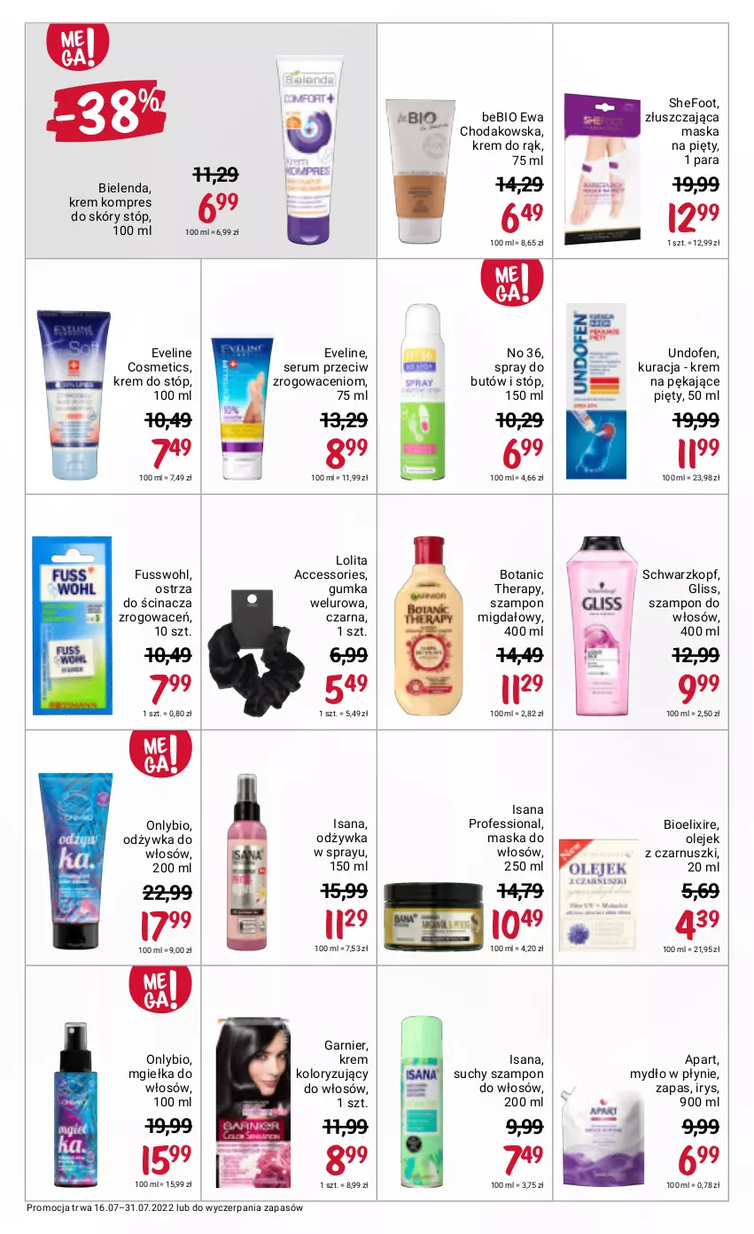 Gazetka promocyjna Rossmann - ważna 16.07 do 31.07.2022 - strona 5 - produkty: Bielenda, Eveline, Garnier, Isana, Krem do rąk, Krem do stóp, Krem koloryzujący do włosów, Maska, Maska do włosów, Mydło, Mydło w płynie, Odżywka, Olej, Rum, Schwarzkopf, Ser, Serum, Suchy szampon, Szampon, Undofen