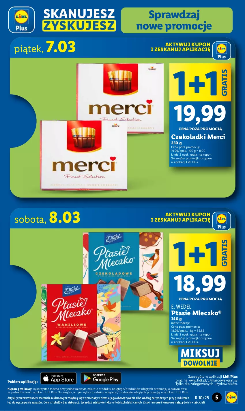 Gazetka promocyjna Lidl - GAZETKA - ważna 06.03 do 08.03.2025 - strona 5 - produkty: E. Wedel, Gra, Merci, Mleczko, Ptasie mleczko