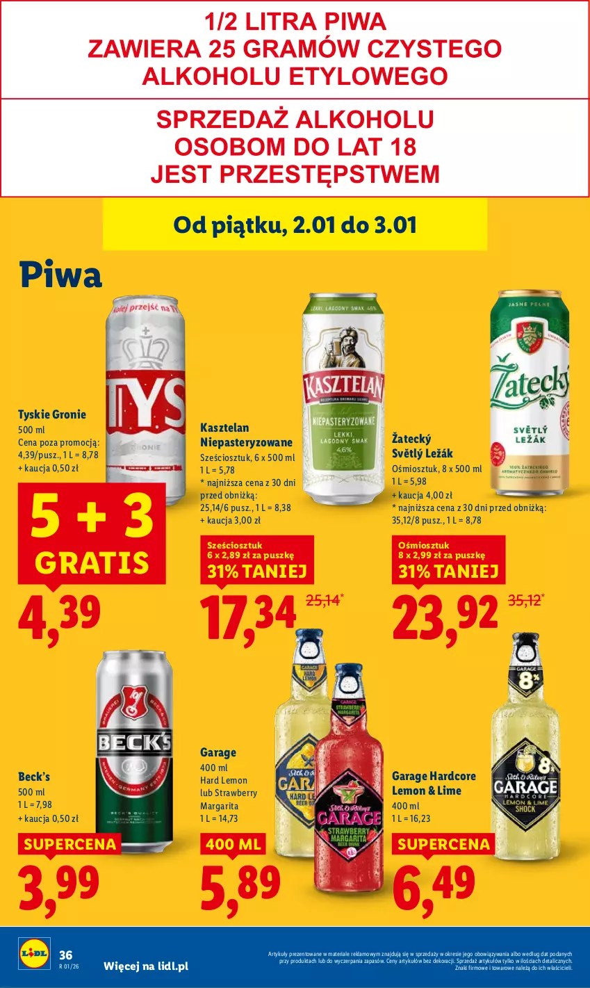 Gazetka promocyjna Lidl - GAZETKA - ważna 02.01 do 03.01.2026 - strona 38 - produkty: Gra, Kasztelan, Piwa, Tyskie