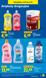 Gazetka promocyjna Lidl - GAZETKA - Gazetka - ważna od 03.01 do 03.01.2026 - strona 49 - produkty: Płyn do prania, Por, Do mycia naczyń, Papier, Płyn do mycia naczyń, Płyn do płukania, Ręcznik, Sport, Płyn do mycia, Flora, Lenor