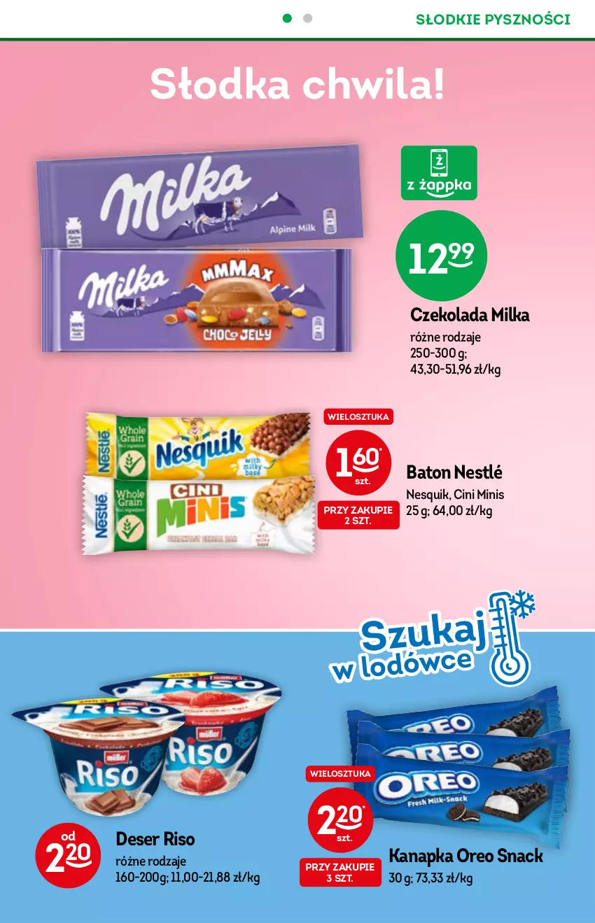 Gazetka promocyjna Żabka - ważna 03.11 do 09.11.2021 - strona 42 - produkty: Baton, Cini Minis, Czekolada, Deser, Milka, Nesquik, Nestlé, Oreo, Ser, Słodka Chwila