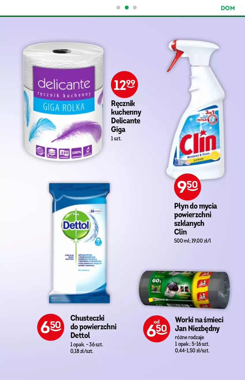 Gazetka promocyjna Żabka - ważna 03.11 do 09.11.2021 - strona 50 - produkty: Chusteczki, Clin, Dettol, Jan Niezbędny, Płyn do mycia, Ręcznik, Ręcznik kuchenny, Worki na śmiec, Worki na śmieci