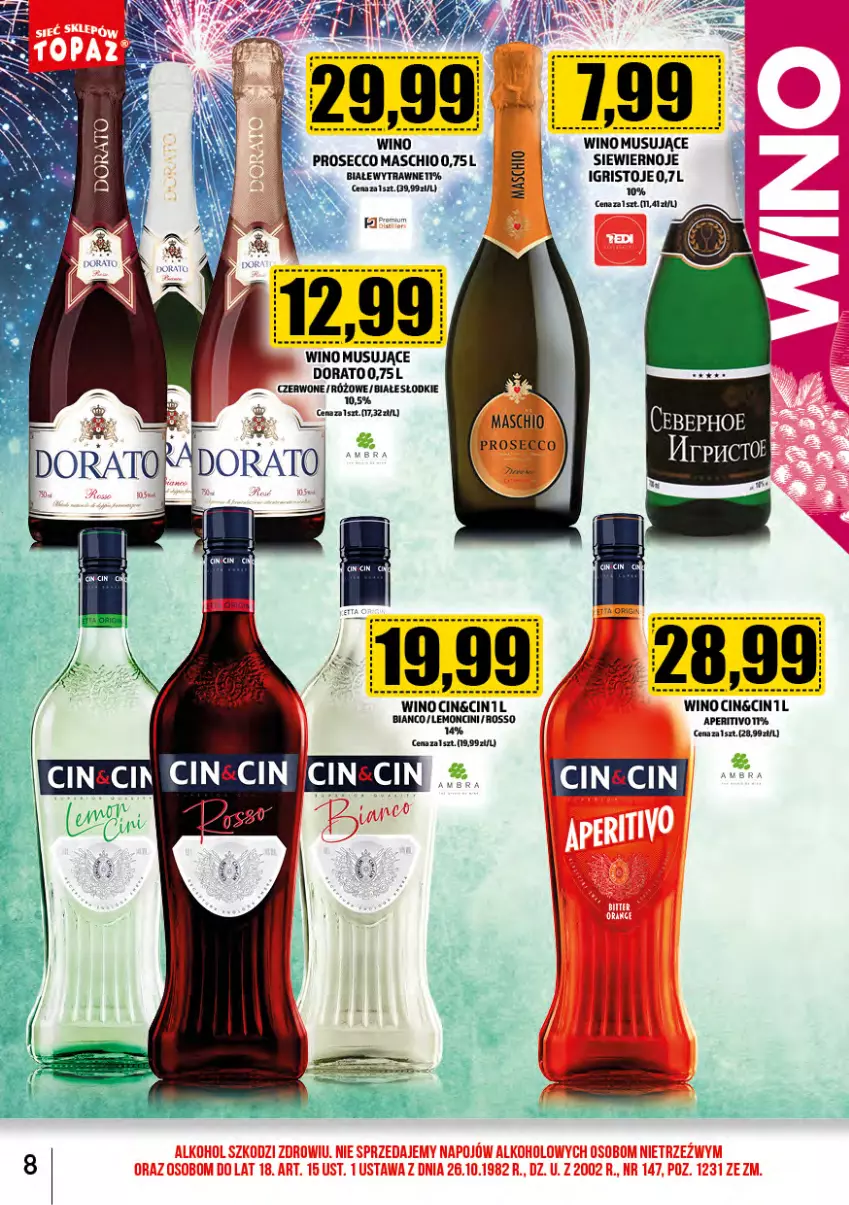 Gazetka promocyjna Topaz - Gazetka - ważna 01.04 do 30.04.2024 - strona 8 - produkty: Mus, Prosecco, Wino, Wino musujące