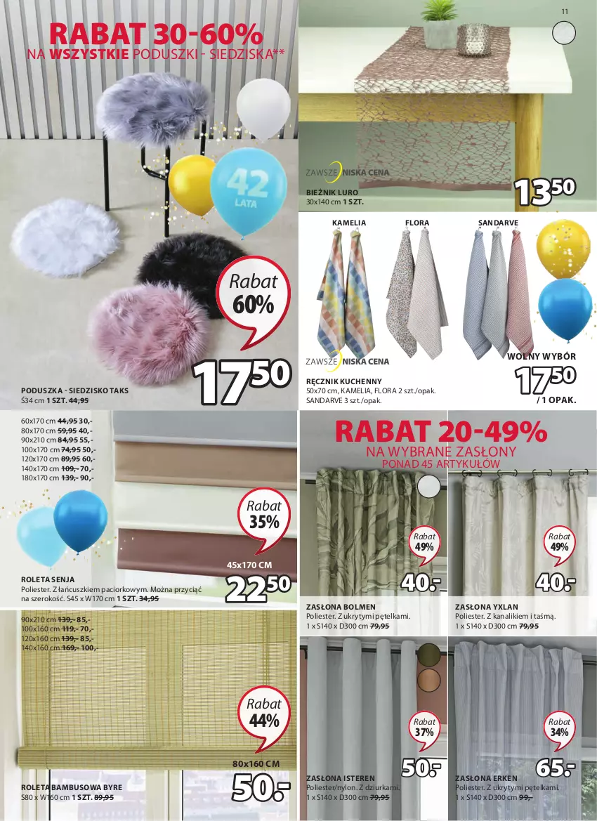 Gazetka promocyjna Jysk - Oferta tygodnia - ważna 14.04 do 27.04.2021 - strona 12 - produkty: Bieżnik, Flora, Poduszka, Ręcznik, Ręcznik kuchenny, Roleta, Siedzisko, Zasłona