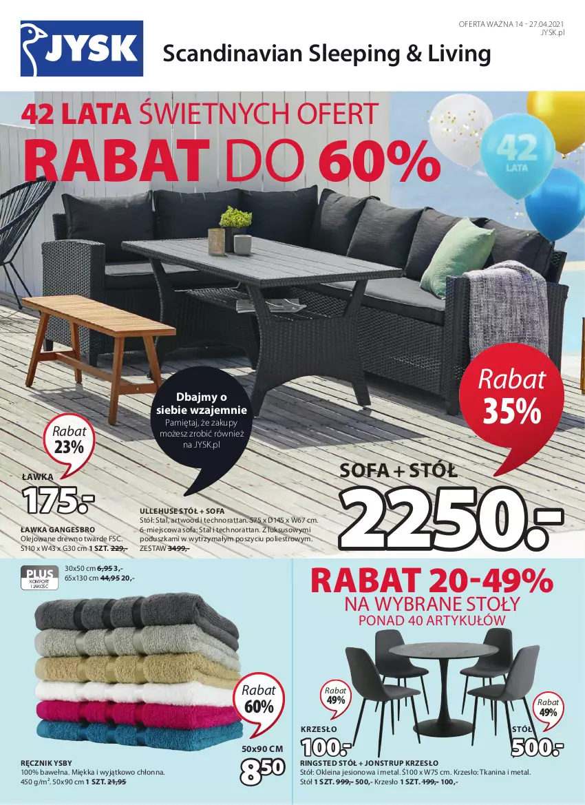 Gazetka promocyjna Jysk - Oferta tygodnia - ważna 14.04 do 27.04.2021 - strona 2 - produkty: Artwood, Fa, Krzesło, Mięta, Olej, Poduszka, Ręcznik, Sofa, Stół, Wełna