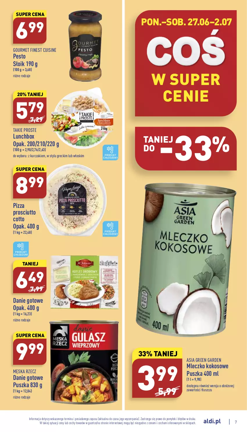 Gazetka promocyjna Aldi - Katalog spożywczy - ważna 27.06 do 02.07.2022 - strona 7 - produkty: Danie gotowe, Kokos, Kurczak, Mleczko, Pesto, Pizza, Prosciutto