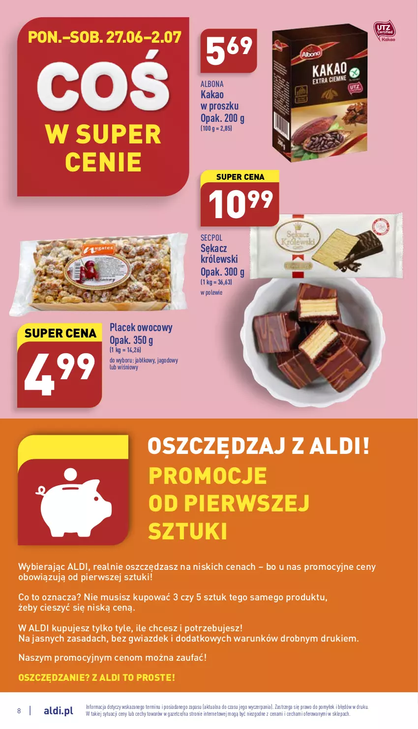 Gazetka promocyjna Aldi - Katalog spożywczy - ważna 27.06 do 02.07.2022 - strona 8 - produkty: Albona, Fa, Kakao, Królewski, Mus, Sękacz