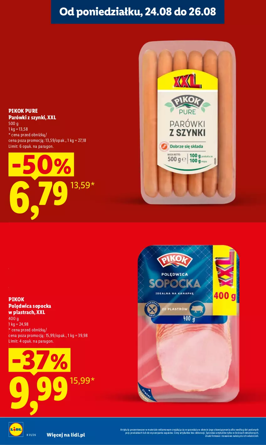 Gazetka promocyjna Lidl - Gazetka ważna od 24.08 do 26.08 - ważna 24.08 do 26.08.2026 - strona 12 - produkty: Lody, Parówki, Parówki z szynki, PIKOK, Polędwica, Pur