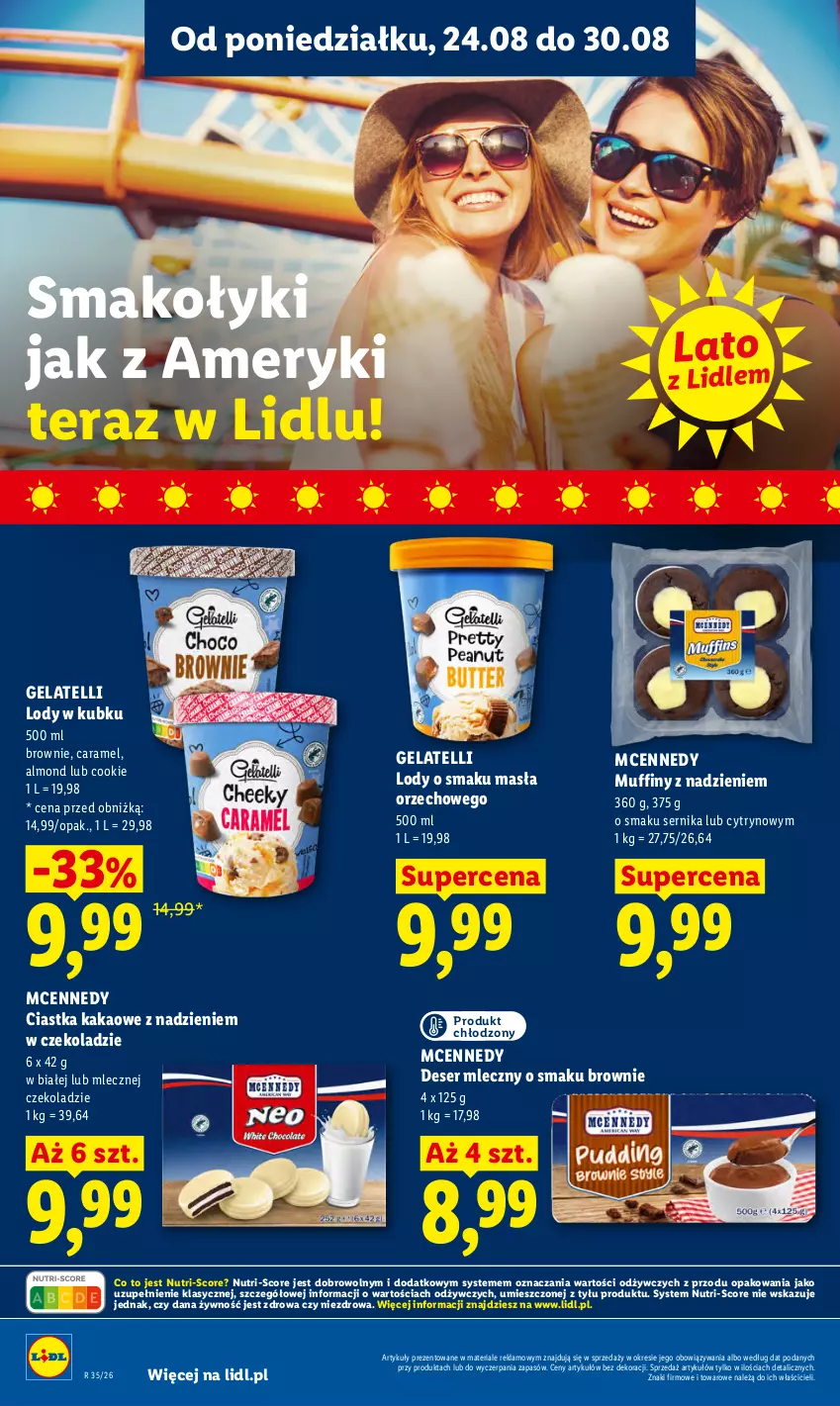 Gazetka promocyjna Lidl - Gazetka ważna od 24.08 do 26.08 - ważna 24.08 do 26.08.2026 - strona 58 - produkty: Brownie, Ciastka, Deser, Deser mleczny, Kakao, Lody, Muffiny, Ser, Tera