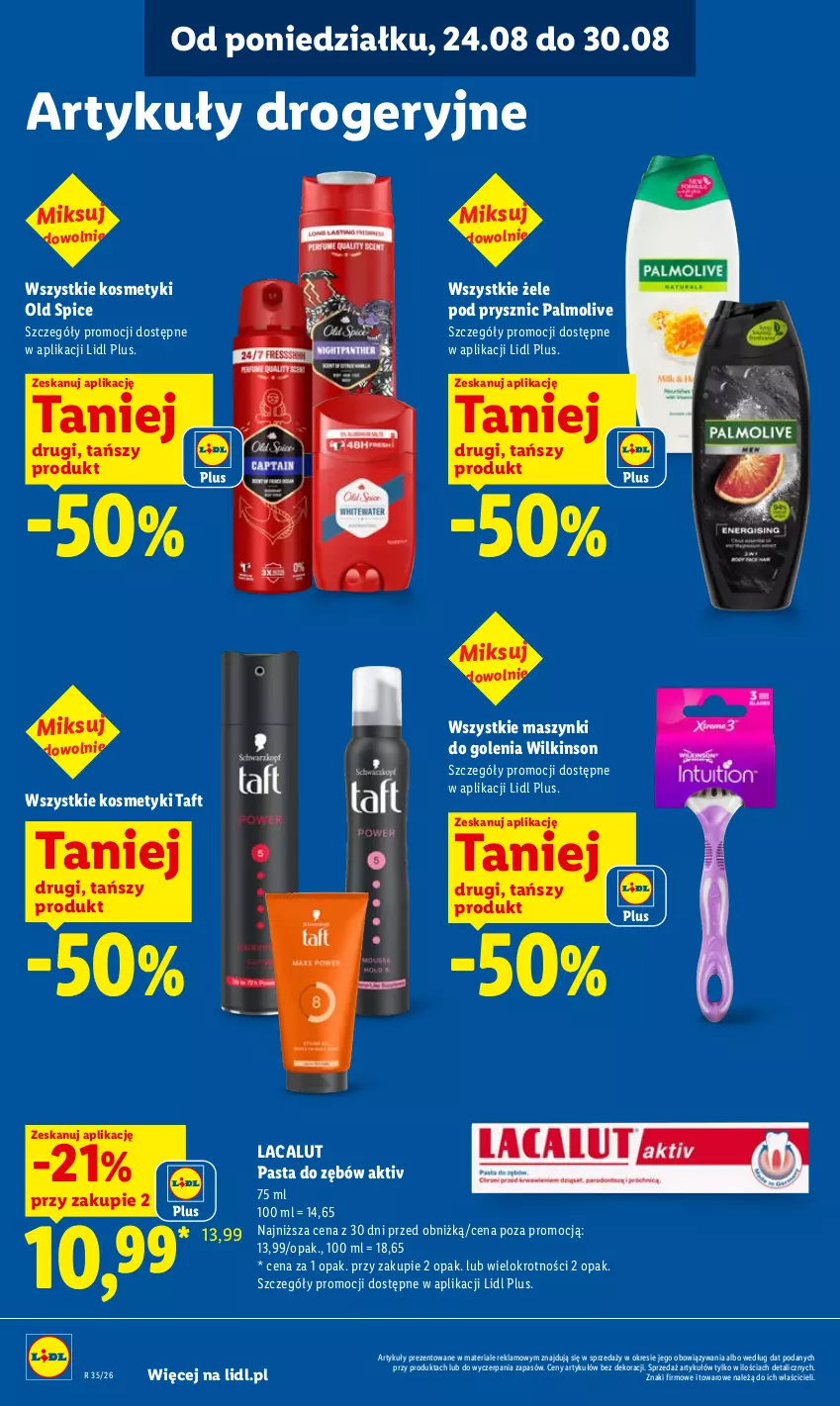 Gazetka promocyjna Lidl - Gazetka ważna od 24.08 do 26.08 - ważna 24.08 do 26.08.2026 - strona 90 - produkty: Lacalut, Old Spice, Palmolive, Pasta do zębów, Taft