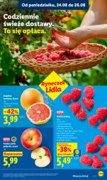 Gazetka promocyjna Lidl - Gazetka ważna od 24.08 do 26.08 - Gazetka - ważna od 26.08 do 26.08.2026 - strona 39 - produkty: Maliny, Jabłka, Grejpfrut