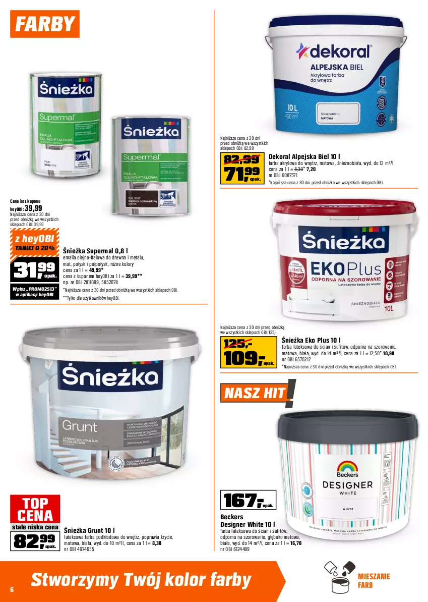 Gazetka promocyjna Obi - Gazetka OBI - ważna 30.07 do 19.08.2025 - strona 6 - produkty: Beckers, Dekoral, Fa, Farba akrylowa, Farba lateksowa, Grunt, Olej, Podkład, Pojemnik, Por, Regał, Regał metalowy, Szal, Top, Tran