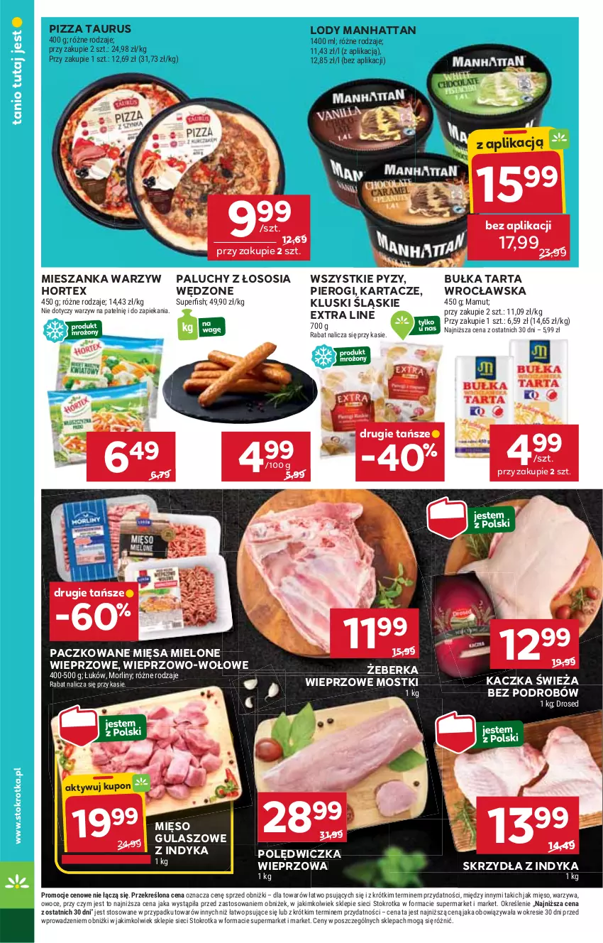 Gazetka promocyjna Stokrotka - Market - ważna 30.10 do 05.11.2025 - strona 10 - produkty: Bułka, Bułka tarta, Hortex, Kaczka, Lody, Mięso, Mieszanka warzyw, Morliny, Owoce, Pierogi, Pizza, Sos, Tarta, Warzywa
