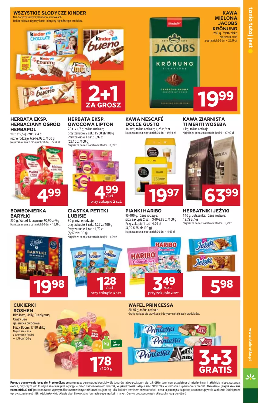Gazetka promocyjna Stokrotka - Market - ważna 30.10 do 05.11.2025 - strona 13 - produkty: Baryłki, Ciastka, Cukier, Cukierki, Dolce Gusto, Gala, Galaretka, Gra, Haribo, Herbapol, Herbata, Herbatniki, Jacobs, Jacobs Krönung, Jeżyki, Jutrzenka, Kawa, Kawa mielona, Kawa ziarnista, Kinder, Lipton, Lodówka, Lubisie, Mięso, Nescafé, Ogród, Owoce, Princessa, Warzywa, Woseba