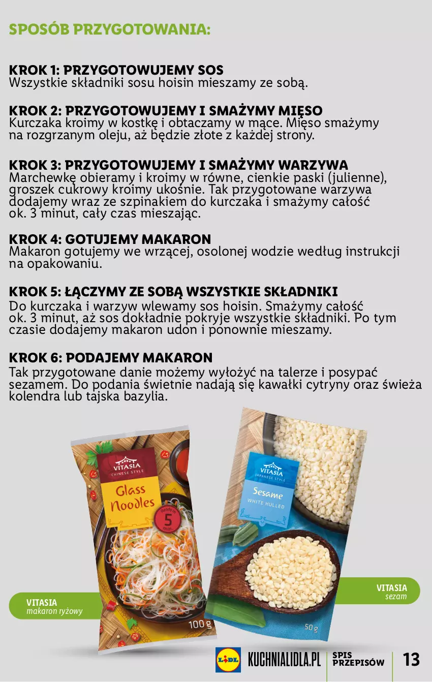 Gazetka promocyjna Lidl - KATALOG VITASIA - ważna 13.06 do 19.06.2022 - strona 13 - produkty: Bazyl, Bazylia, Cytryny, Groszek, Kawa, Kolendra, Kurczak, Makaron, Makaron ryżowy, Mięso, Olej, Ryż, Sezam, Sos, Szpinak, Talerz, Warzywa