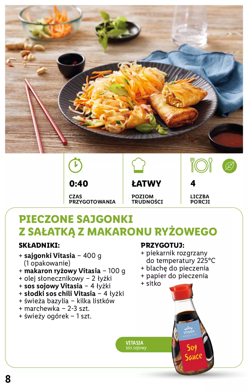 Gazetka promocyjna Lidl - KATALOG VITASIA - ważna 13.06 do 19.06.2022 - strona 8 - produkty: Bazyl, Bazylia, Makaron, Makaron ryżowy, Marchewka, Ogórek, Olej, Olej słonecznikowy, Papier, Papier do pieczenia, Piec, Piekarnik, Por, Ryż, Sajgonki, Sałat, Sitko, Sos, Sos sojowy