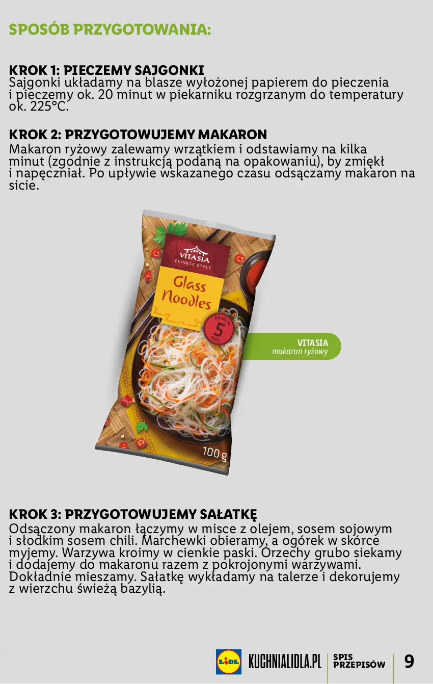 Gazetka promocyjna Lidl - KATALOG VITASIA - ważna 13.06 do 19.06.2022 - strona 9 - produkty: Bazyl, Makaron, Makaron ryżowy, Ogórek, Olej, Papier, Piec, Piekarnik, Ryż, Sajgonki, Sałat, Sos, Talerz, Warzywa