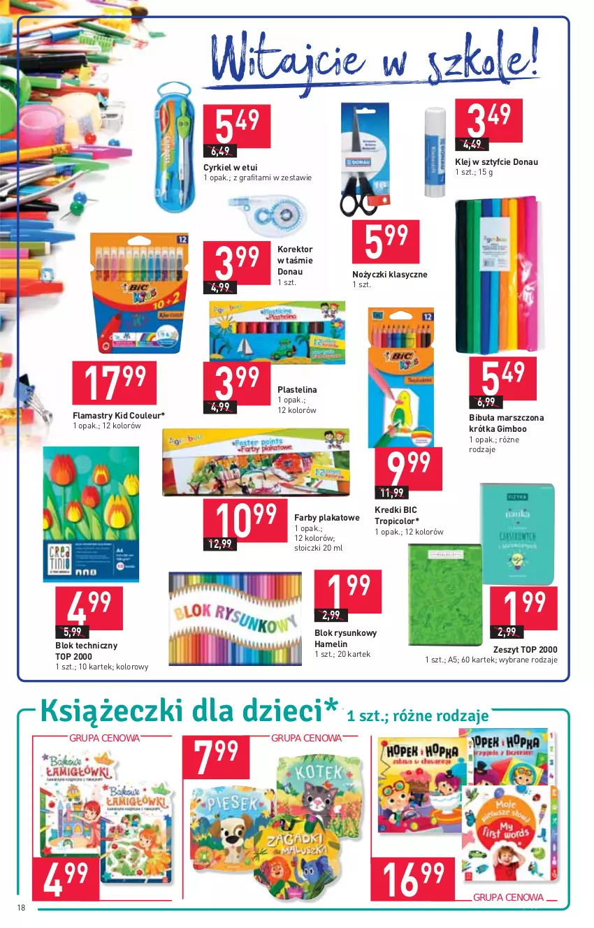 Gazetka promocyjna Stokrotka - Supermarket - ważna 26.08 do 01.09.2021 - strona 18 - produkty: BIC, Fa, Flamastry, Gra, Klej, Mars, Noż, Nożyczki, Ole!, Plastelina, Słoiczki, Top