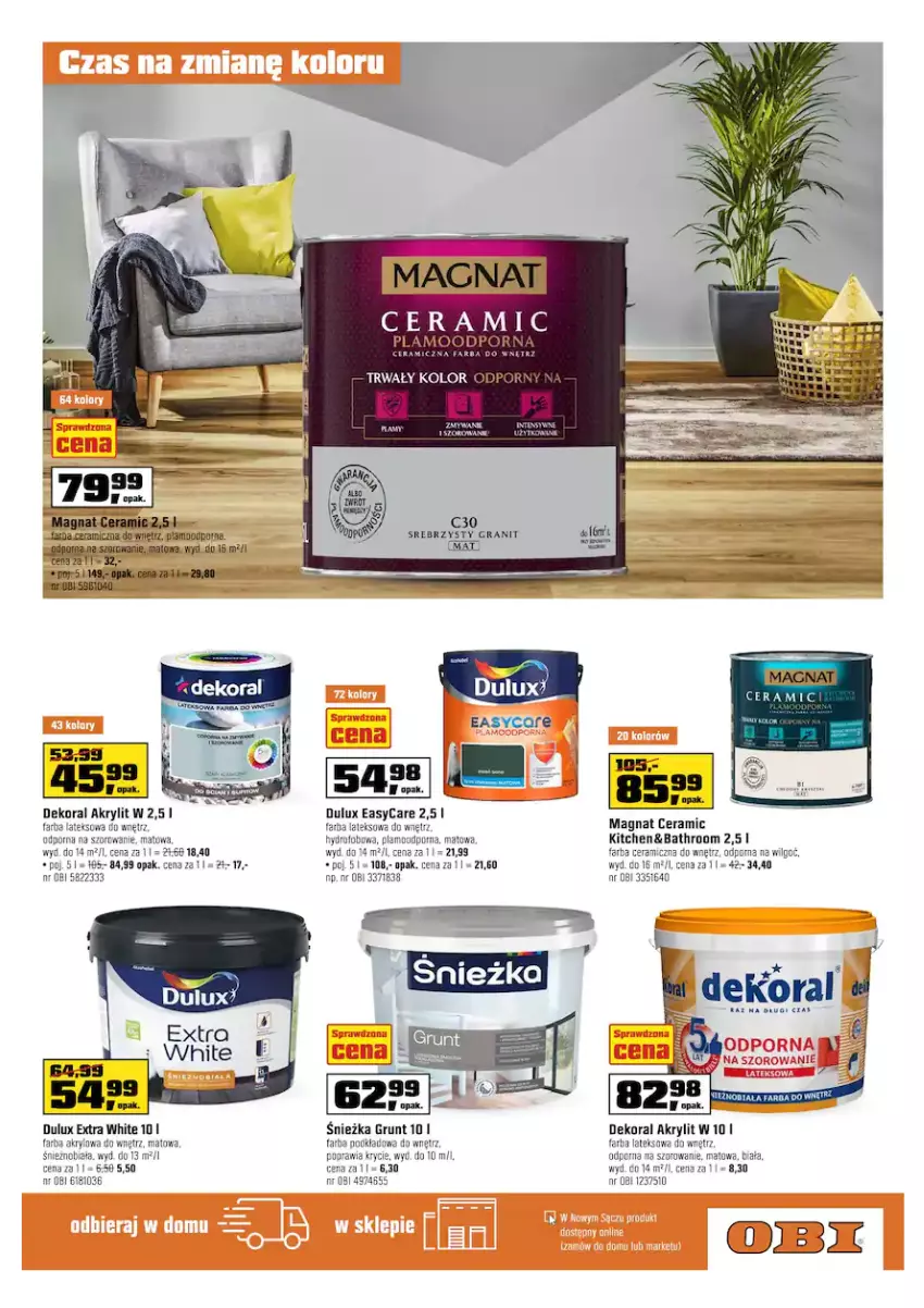 Gazetka promocyjna Obi - Gazetka OBI - ważna 13.04 do 26.04.2021 - strona 13 - produkty: Dekoral, Dulux, Fa, Farba akrylowa, Farba ceramiczna, Farba do wnętrz, Farba lateksowa, Gra, Grunt, LG, Magnat Ceramic, Podkład, Por