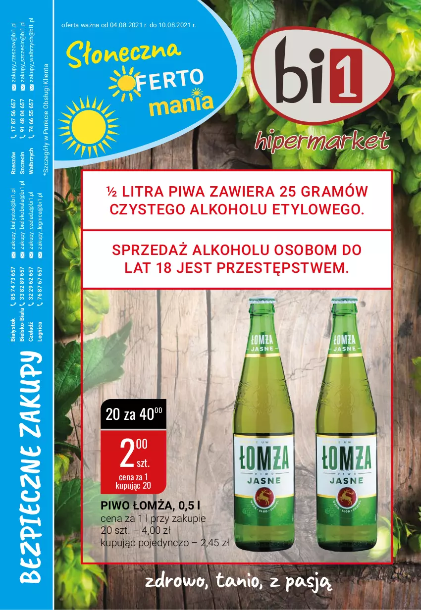 Gazetka promocyjna Bi1 - Słoneczna ofertomania - ważna 04.08 do 10.08.2021 - strona 1 - produkty: Gra, Piec, Piwa, Piwo