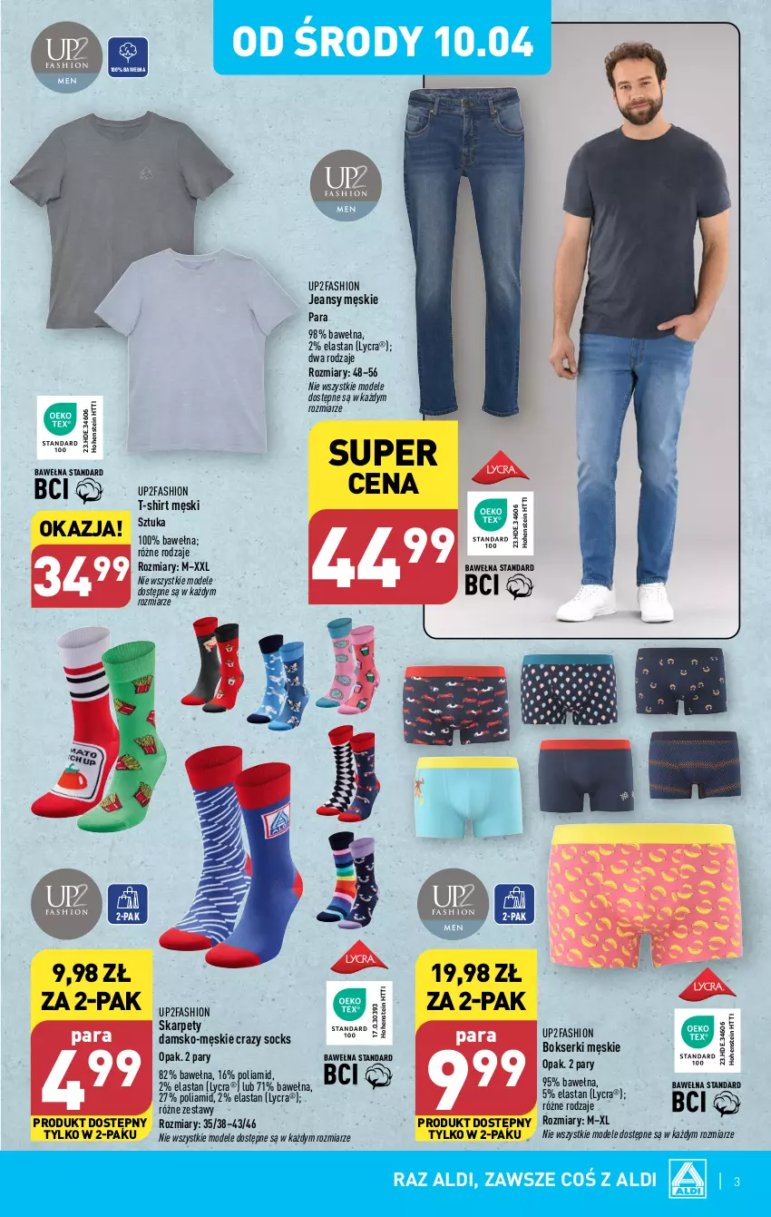 Gazetka promocyjna Aldi - Artykuły przemysłowe i tekstylia - ważna 10.04 do 13.04.2024 - strona 3 - produkty: Bokserki, Fa, Karp, Ser, T-shirt, Wełna