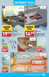 Gazetka promocyjna Aldi - Artykuły przemysłowe i tekstylia - Gazetka - ważna od 13.04 do 13.04.2024 - strona 5 - produkty: Makaron, Ser, Noż, Durszlak, Nożyczki, Zlew, Serwetki, Pojemnik, Deska do krojenia, Tarka, Otwieracz, Miska