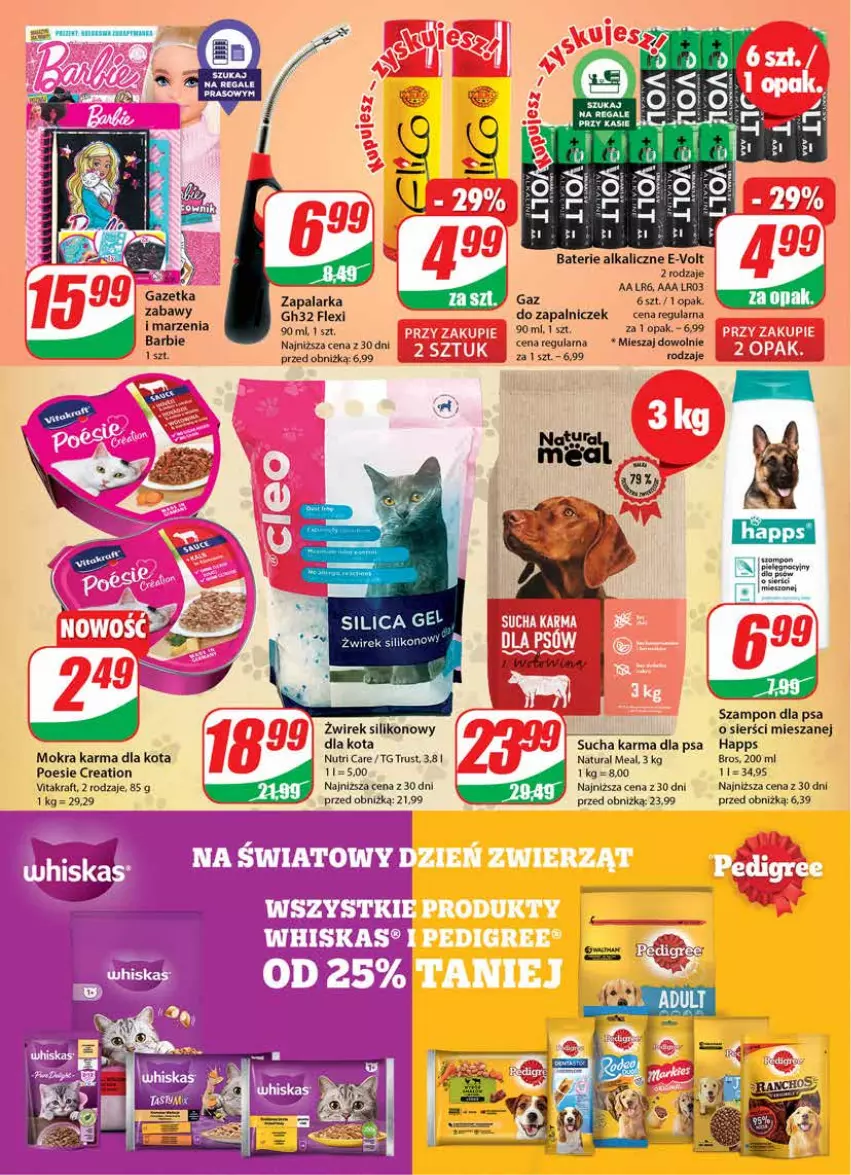 Gazetka promocyjna Dino - Gazetka 39 - ważna 27.09 do 03.10.2023 - strona 22 - produkty: Barbie, Baterie alkaliczne, Mokra karma, Rust, Sucha karma, Szampon, Vitakraft, Zapalarka