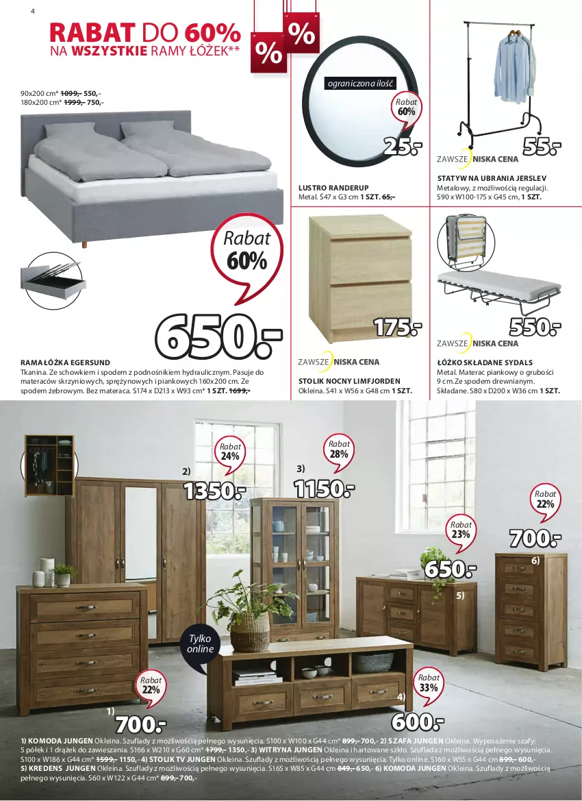 Gazetka promocyjna Jysk - Oferta tygodnia - ważna 09.06 do 22.06.2021 - strona 5 - produkty: Fa, Gra, Komoda, Kredens, Lustro, Materac, Materac piankowy, Moda, Rama, Rama łóżka, Statyw na ubrania, Stolik, Stolik nocny, Szafa, Tera, Ubrania, Witryna